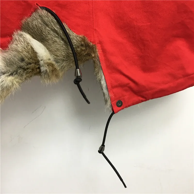 puffer coat with fur hood Women clothes red short winter coat real rabbit fur lining warm parka genuine leather raccoon fur collar long puffer coat