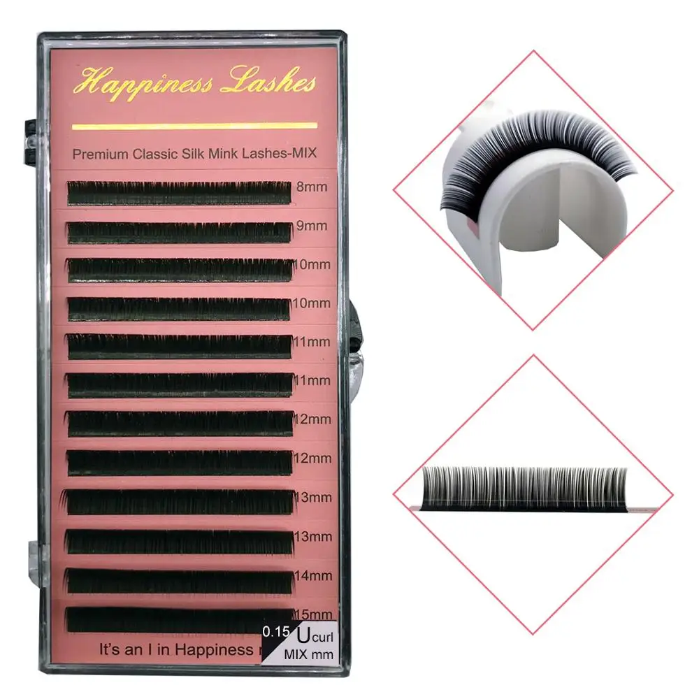 

Eye Lash Extension Eyelashes Silk Mink Lashes Super Soft Deep Matt Easy to Apply 12 Lines all Sizes HPNESS