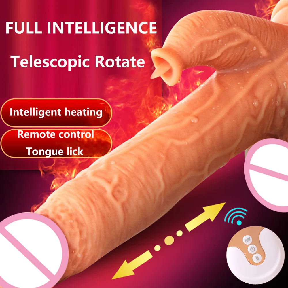 New Automatic Telescopic Dildo For Women Realistic Skin Dildo Female Dildo Penis Vibrator Rabbit G Spot Vibrating Tongue Sex Toy