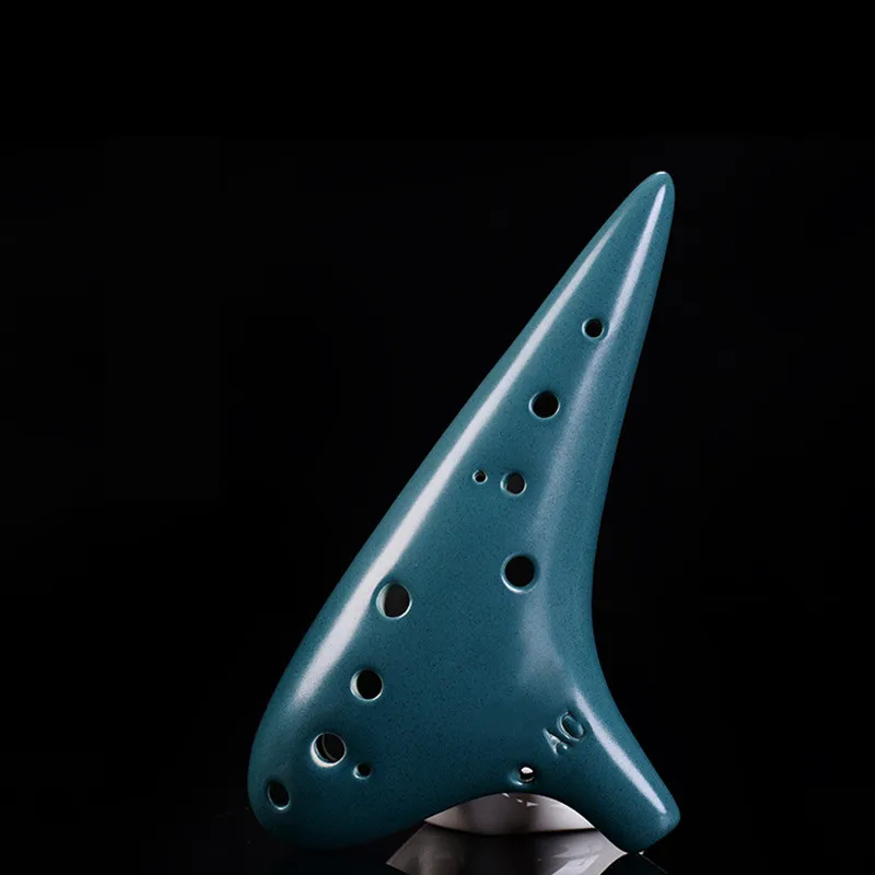 Ocarina 12 отверстий средний диапазон Ac тон Начинающий музыкальный инструмент подарочный лист музыкальный ремешок плоский лак океан синий и розовый
