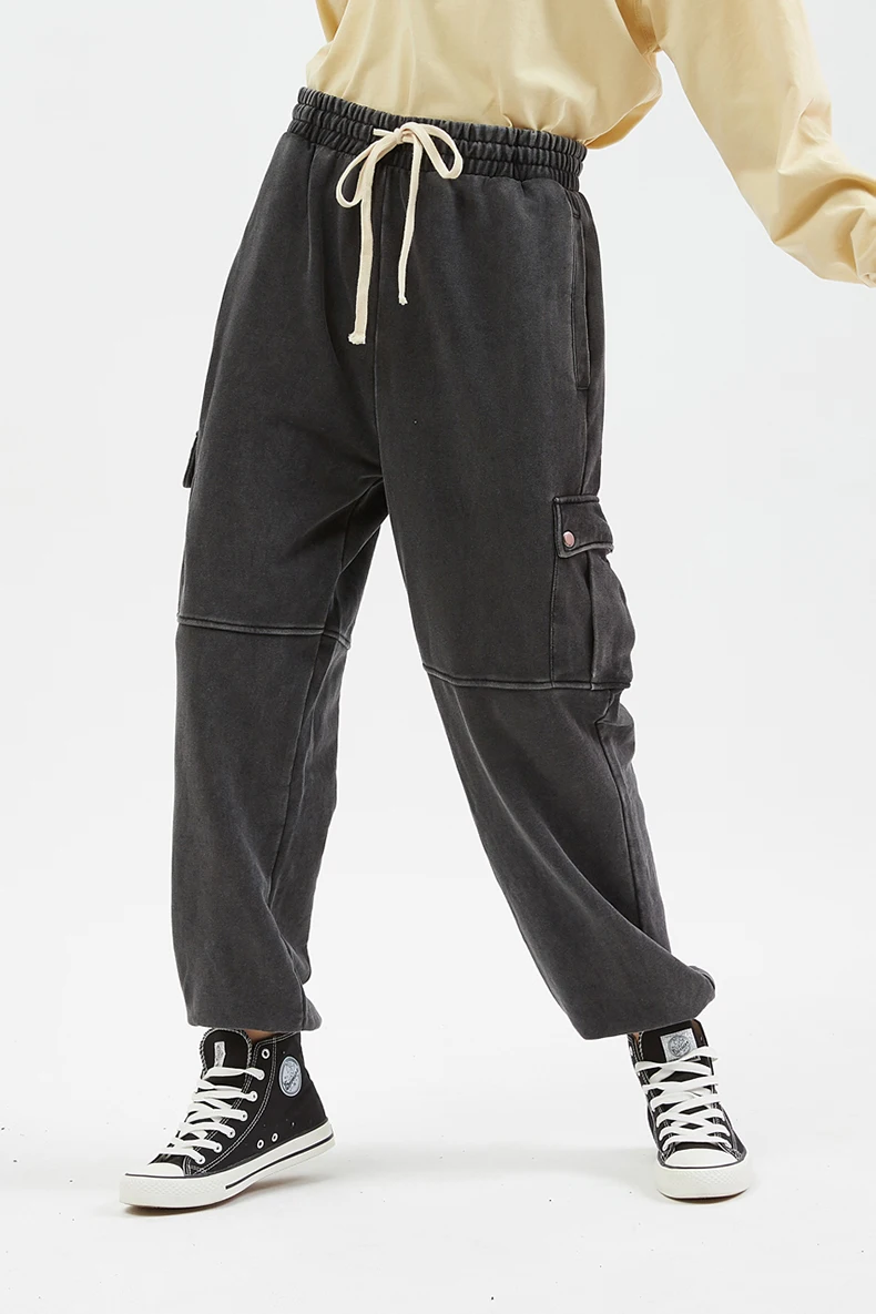 Street trend sports casual pants washed old retro big pocket guard pants loose male couple beam feet long pants