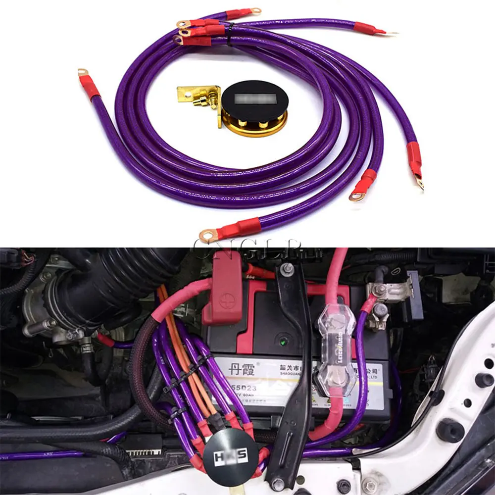 Car Battery Cable Universal Racing 10MM 8 Point Octagon 6 in 1 Car Battery Earth Ground Grounding Wire Cable Kit System