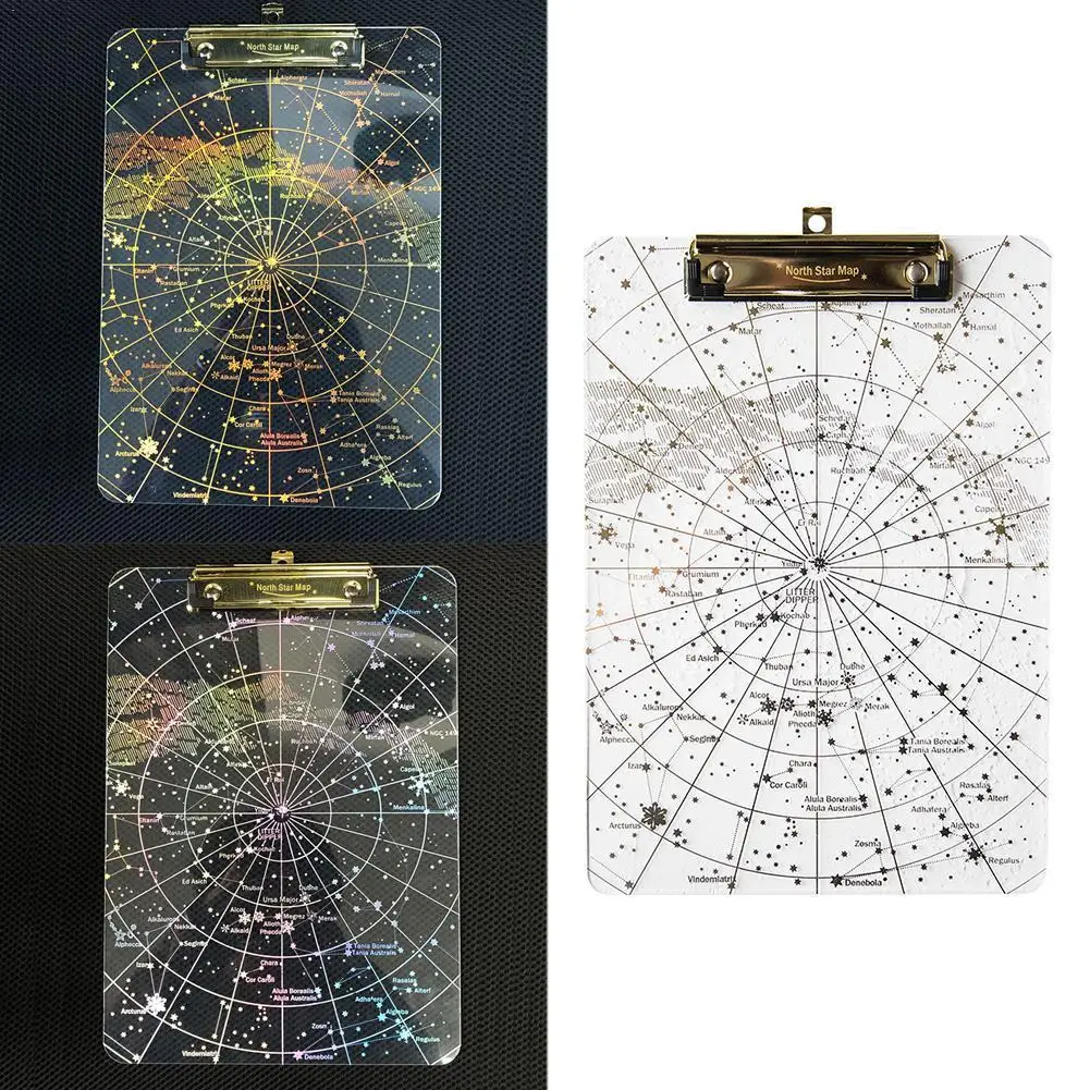 

Big Starry Sky Clipboard Transparent A4 Paper Writing Folders Office Document School Stationery Board Pad File Clip Holders X5I6