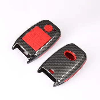 

Carbon fiber ABS Car key case cover key shell Holder For Kia Sedona Grand Carnival Sorento 6Button
