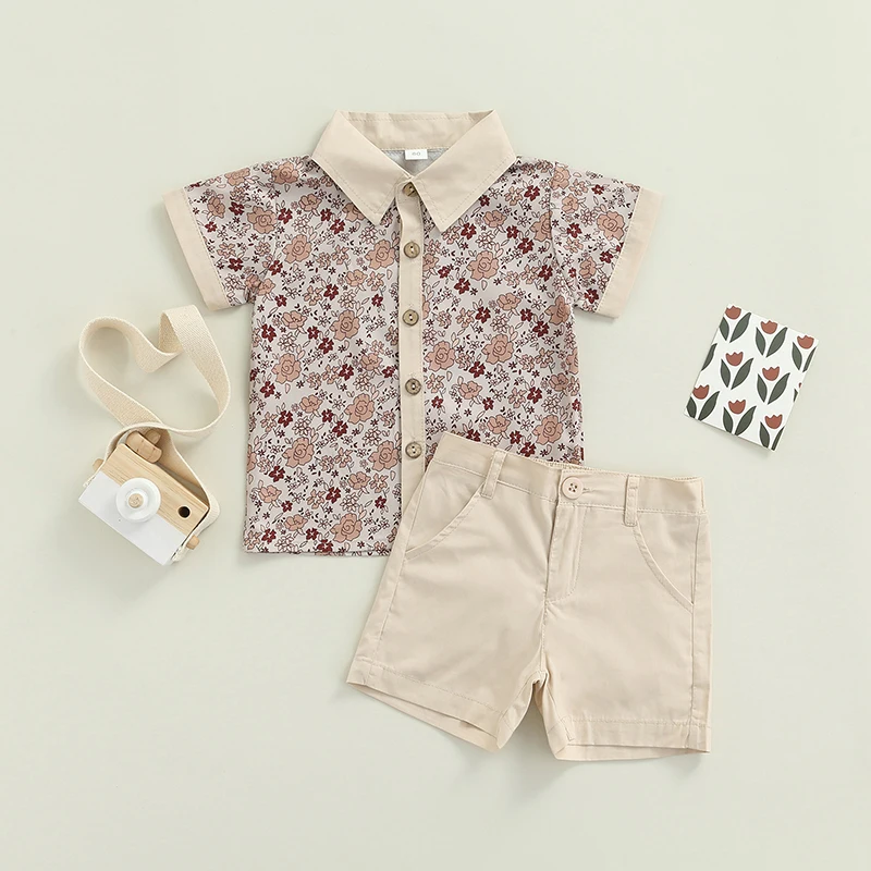 Sister Brother Baby Girls Boys Clothes Sets 0-5Y Flowers Printed Shirts + Shorts Or Ruffles Sundress/Sleeveless Romper FOCUSNORM