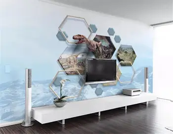 

Home Decor 3d Wallpaper Modern Simple 3D Dinosaur Geometric Square Marble HD Digital Printing Moisture Wall paper