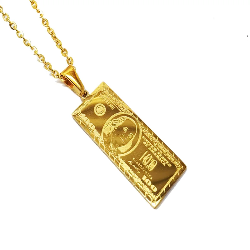 100 Dollar Bill Pendant Necklace