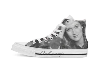 

HIGH PRIESTESS MERYL STREEP B W breathable Casual High Top lace-up Canvas shoes sneakers Drop shipping