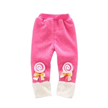 Милые детские штаны с принтом для девочек; осенне-зимние штаны с оборками для маленьких детей; теплые флисовые леггинсы; брюки;# S