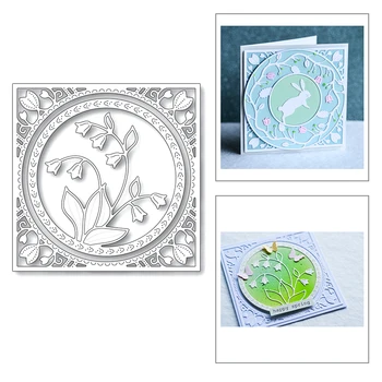 

2020 New Square Frame Round Background Flower Embossing Metal Cutting Dies For DIY Scrapbooking Greeting Card Making No Stamps