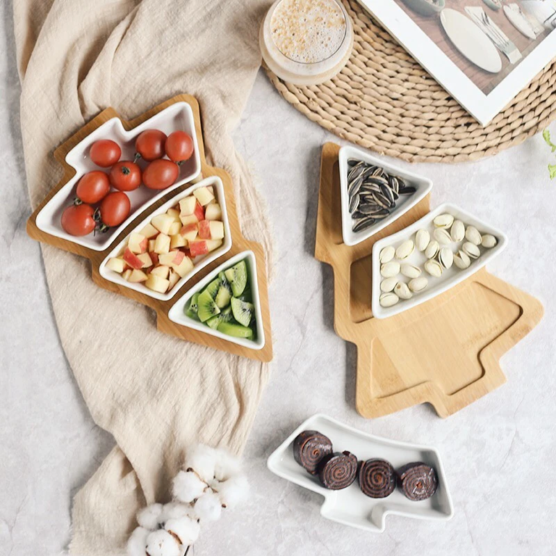 Creative Ceramics Christmas Tree Wood Tray  (5)