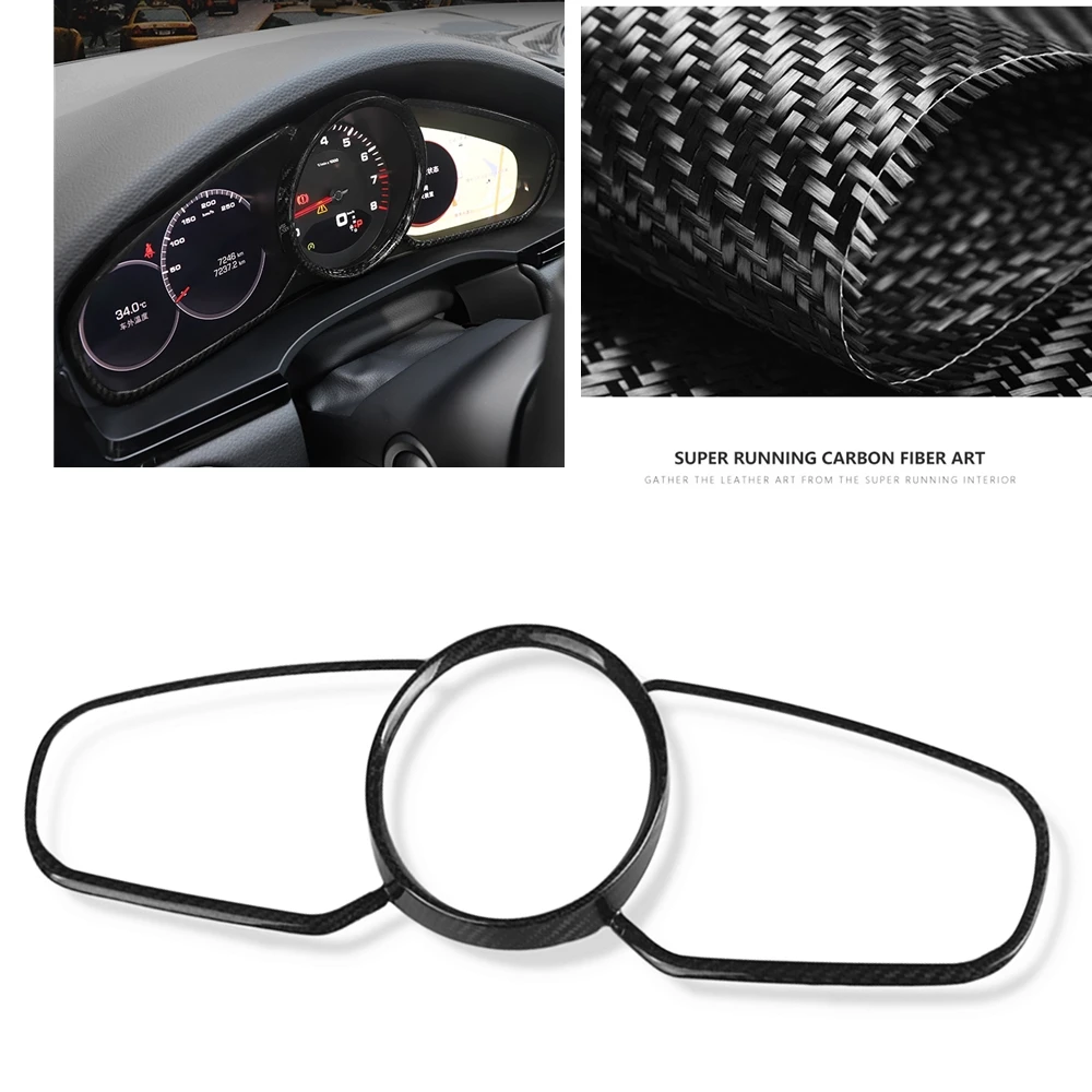 

Carbon Fiber Interior Dashboard Panel Tachometer Display Screen Frame Cover Trim For Porsche Cayenne 2018 2019 2020 2021 2022