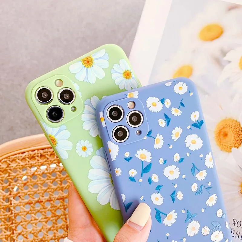 Flower Silicone Phone Case For iPhone 7 8 Plus Case 11 Pro Max X XR XS Max SE 2020 Cute Floral Soft Back Cover Coque