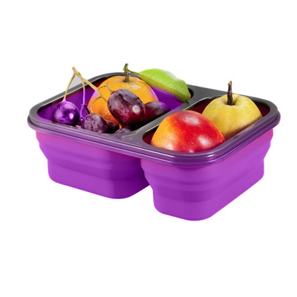 

Silicone Collapsible Lunch Box Portable Microwave Oven Bowl Bento Folding Food Storage Container Lunchbox 650ML+450ML