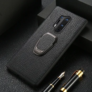 

LANGSIDI Luxury magneic ring phone case For oneplus 8 7 7T 8PRO ONE PLUS 6 6T 5 5T Genuine leather cover Kickstand holder fundas