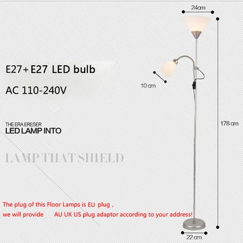 

Sale Modern design 2 lights night Floor Lamp stand Living Room adjustable Hotel Lighting E27 LED AC 110V 220V For Bedroom home