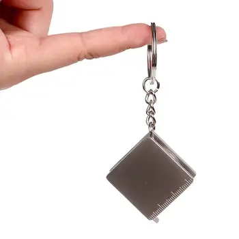 

Retractable Ruler Tape Measure Keychain Key Ring Gauging Tools Keyring Pull Ruler Badge Holder Stainless Steel Measuring Tools