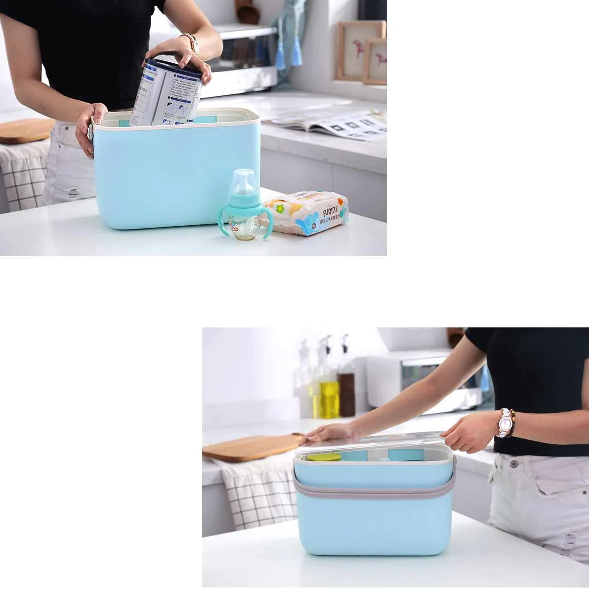 

Hot Multi-function bottle storage box drain and tableware cupboards drying rack storage Box with dust proof lid Bottle Dryer