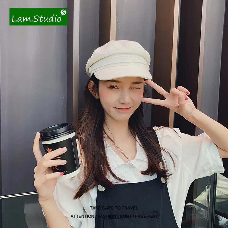 

Boinas Para Mujer Casual Octagonal Beret Flat Top Cotton and Linen Women Army Hat Chapeau Femme Casquette Homme Kapelusz Fashion