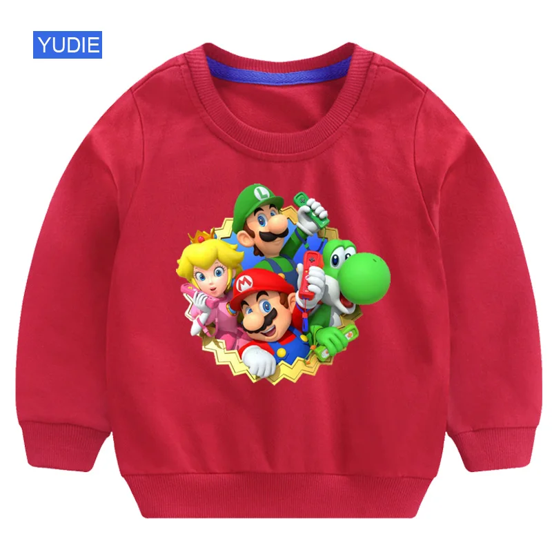 Г. Осенние детские толстовки для мальчиков; свитер для маленьких девочек; повседневные толстовки с принтом «Супер Марио»; костюм Толстовка и штаны с капюшоном