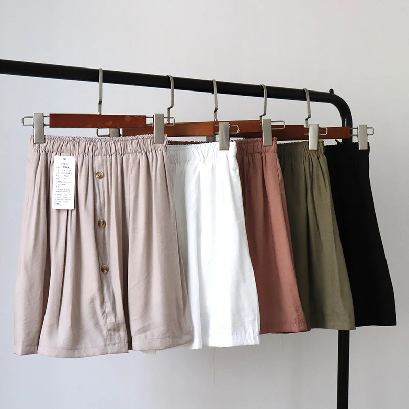 

[Attachment] 2018 Korean-style WOMEN'S Wear Versatile Loose-Fit Single-Breasted Elastic Waist A- line Big Hemline Skirt