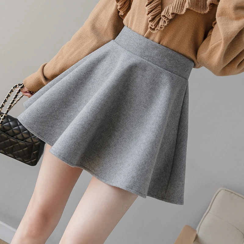 Jielur PU Pleated Skirt Autumn Women Solid Color Leather Winter Skirts Womens Slim High Waist Saia Faldas Chic Zipper Mini Skirt 5