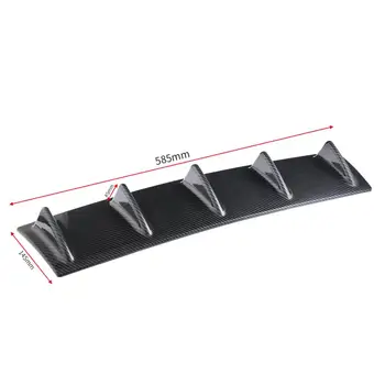 

Black Car Rear Bumper Lip Chassis Diffuser Spoiler Shark Fin Decor Carbon Fiber Pattern