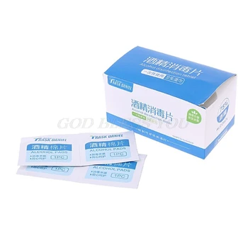 

100Pcs/Box Disposable Alcohol Disinfection Cotton Sheet Glasses Lens Phone Tableware Ear Hole Wound Sterilization First Aid