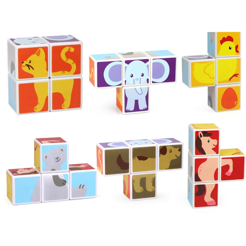 

Kids Block Toys Three-dimensional Magnetic Puzzle Building Blocks Set Cartoon Early Education Creative Assembled Toy