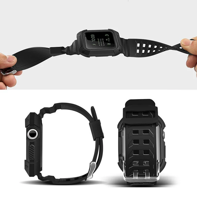 Fohuas ТПУ резиновый ремешок для часов с прочный Защитный чехол для Apple Watch серии 1 серии 2 наручных часов iwatch 38/42 мм ремешок браслет Рамка