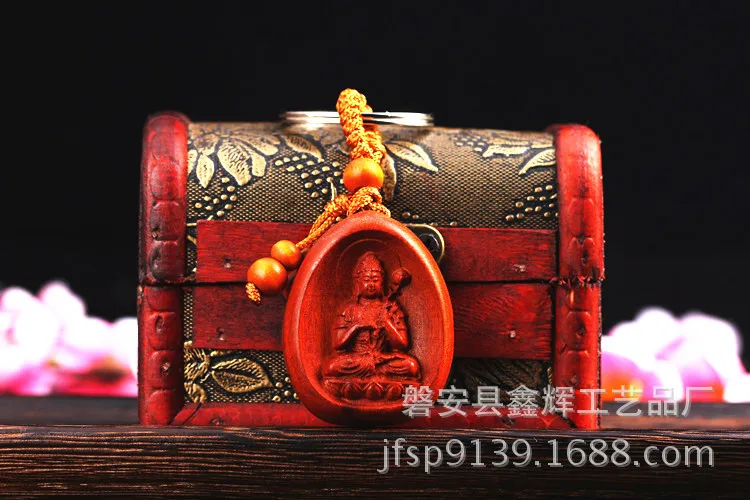 Eight Patron Saints Peach Wood Keychain Natal Car Keychain Pendant Mahasthamaprapta Key Ring Pendant