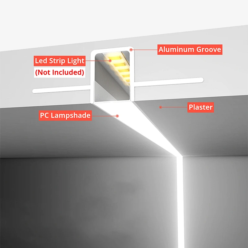 Black Linear Light Embedded Concealed LED Frameless Linear Light