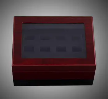 

12 RINGS WOODEN CASE CHAMPIONSHIP RINGS CLEAR TOP DISPLAY BOX CASE
