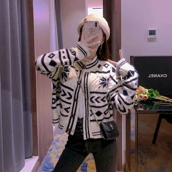 

Sweater jacket plus size women's loose retro Hong Kong flavor niche street fried street lazy style vintage Japanese jacket women