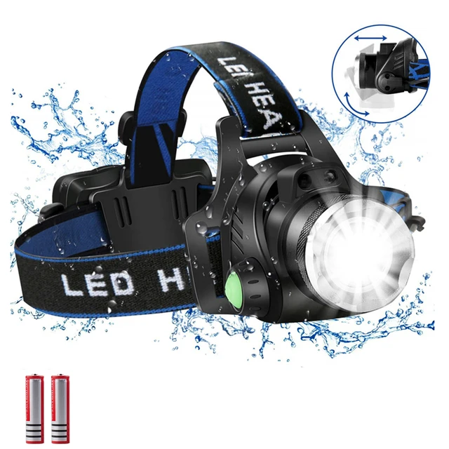Headlamps High lumen Led Headlamp L2/T6 Zoomable Headlight Head Torch Flashlight Head lamp by 18650 battery for Fishing Hunting Package B