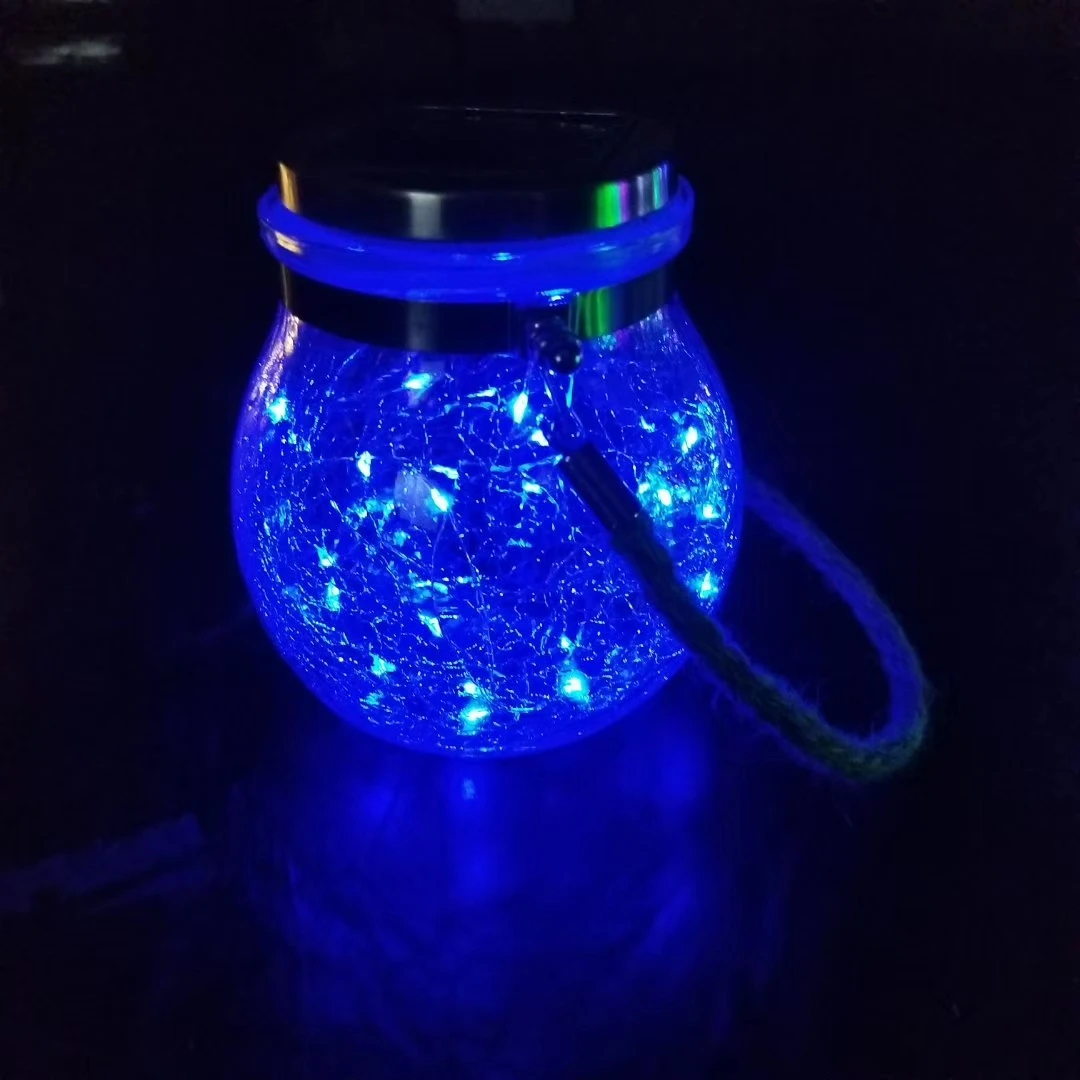 Светодиодный Сказочный светильник на солнечной батарее Mason Jar светильник s для наружного Патио вечерние свадебные садовые украшения для двора светодиодный лампы - Испускаемый цвет: Blue