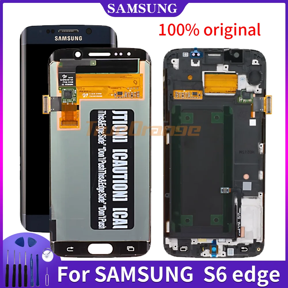 ЖК дисплей 5 1 ''SUPER AMOLED для SAMSUNG Galaxy S6 edge с рамкой G925 G925I G925F сенсорный экран