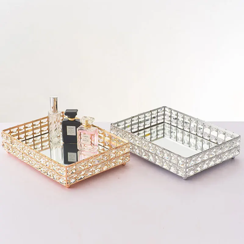 

Selling Crystal Tray Rectangular Glass Tray Living Room Household Fruit Tray Cosmetic Storage Tray Wedding Props