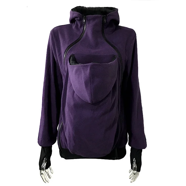 Пальто для маленьких женщин; толстовка для беременных; теплое хлопковое пальто «кенгуру»; зимняя одежда для беременных - Цвет: Purple