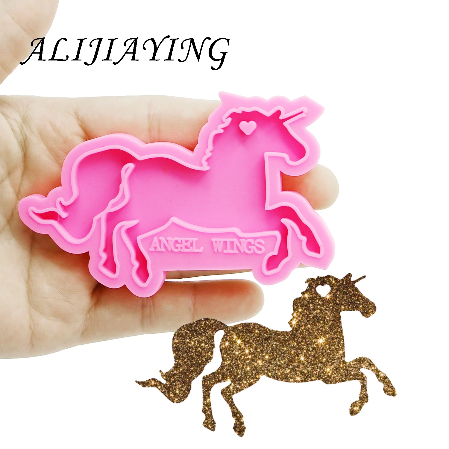 Блестящий брелок Pegasus единорог лошадь украшение с кольцом для ключей силиконовая форма для DIY эпоксидная смола DY0151