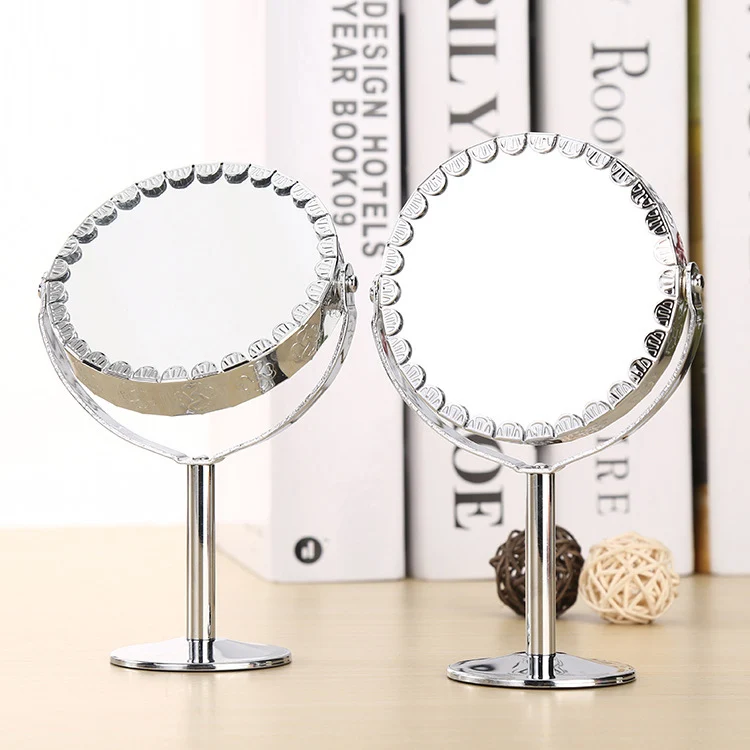 

Fashion Clear Double-Sided Makeup Mirror Normal Stand Magnifier Round Shape HD Metal Cosmetic Mirrors Makeup Tool