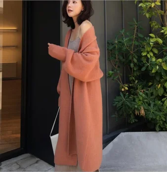 

Womens Outwear Warm Long Coat Cashmere Wool Blend Knitted Sweater Cardigan L01