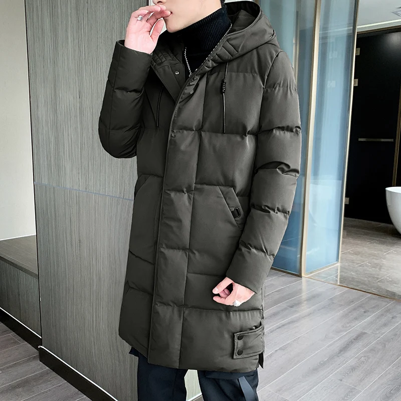 メンズミディアムとロング韓国の冬服,フード付きコットン