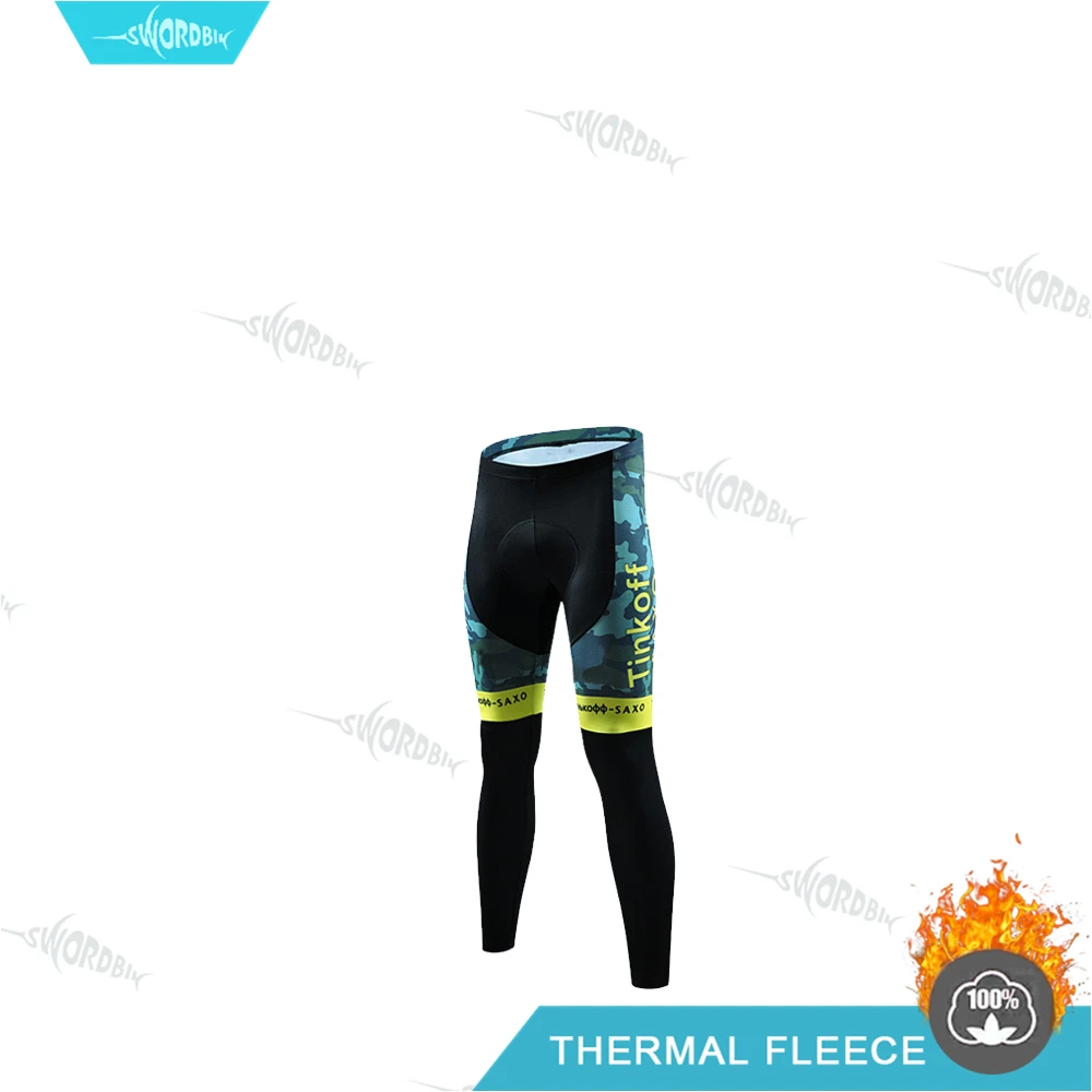 Велоспорт одежда для мужчин Pro Team Велоспорт трикотажный комплект Tinkoff Мужская зимняя одежда флуоресцентный цвет Тепловая флисовая одежда комплект с длинными рукавами MTB Uninform - Цвет: Pants