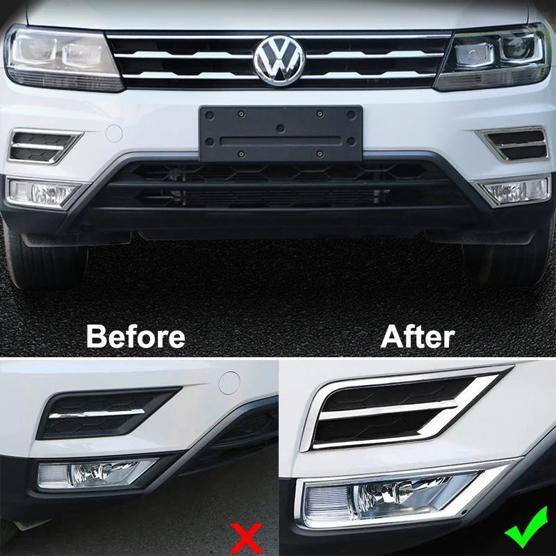 Kaufe Auto Kopf Vorder Nebel Licht Lampe Rahmen ABS Chrome Trim Panel  Abdeckung 2 stücke Für Volkswagen VW Tiguan L MK2 2016 2017