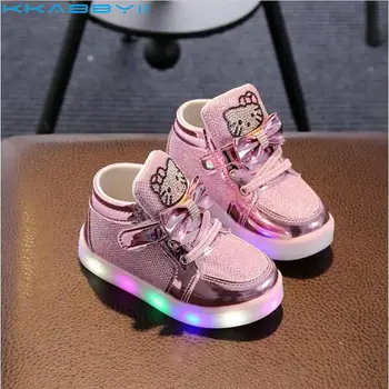 

Hot New Baby Girls LED Light Shoes Toddler Anti-Slip Sports Boots Kids Sneakers Children's Cartoon Flats shoes
