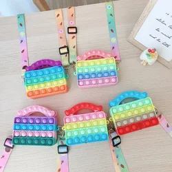 Pop It – sac à main à bulles pour filles, sac à main arc en ciel, porte monnaie, sac à bandoulière à fossettes Simple pour dames 