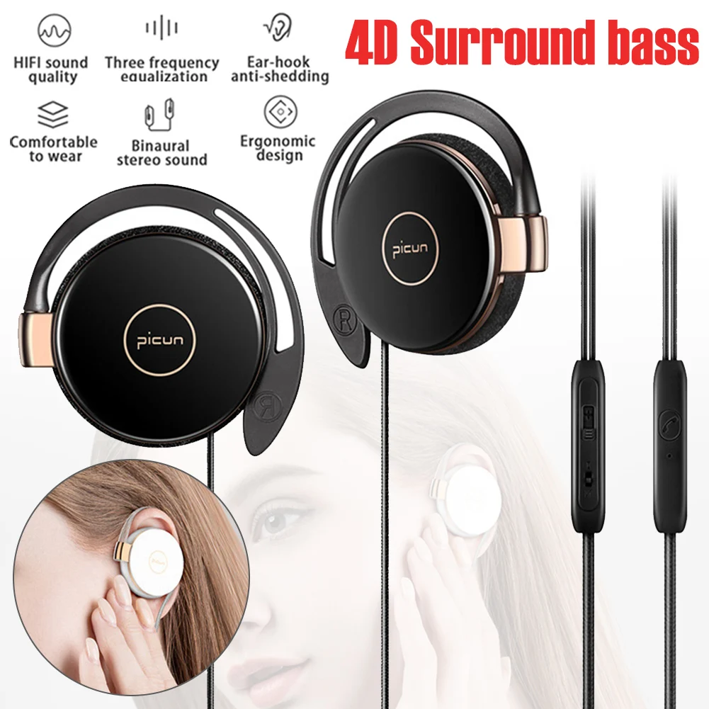 Erilles bluetooth earphone wired headphone clip on headphone stereo ear clip with microphone Sport wired headset with microphone