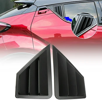 

2pcs Matte Black Shutter Window Louver Vent Cover Trim Car Exterior Decoration For Toyota C-HR 2016-19