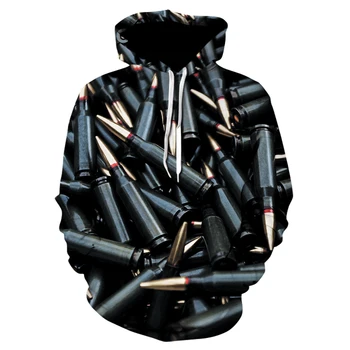 

Harajuku style hoodie fall 2020 3d-printed bullet personality hoodie suitable for street wear of skateboard sweatshirts